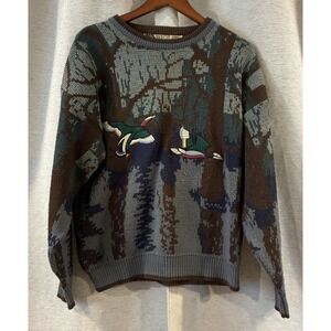 Vtg‎ 90s Big Bear Sweater Men's Large Duck Hunting Crewneck